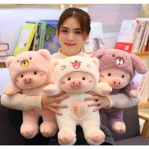 30cm/60cm New 2021 cute hat pig toy plush toy pig doll new year gift mascot plush toy pig doll