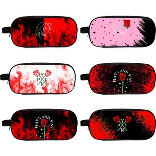 3D Payton Moormeier School Supplies Red Rose Pencil Case PYTN Printed Cosmetic Bags Women Kpop Zipper Stationery Case Makeup