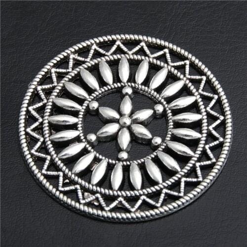 4pcs Flate Silver Color Round Coins Alloy Circle Shaped Charms Pendants For Jewelry Findings A2802