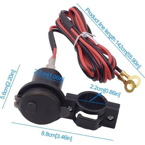 55% Hot Sales!!! LED Display Motorcycle Handlebar Mount USB Phone Charger with Voltmeter Switch