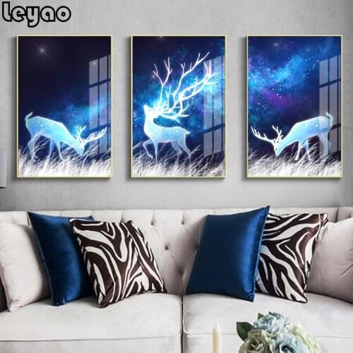 5D DIY Diamond Painting Fantasy Elk Abstract starry Night Wall Art full square round drill Rhinestones Cross stitch kit Decor
