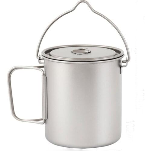 750ml Ultralight Titanium Hanging Cup Water Cup Mug Cooking Pot with Folding Handle Storage Bag Kitchen Tool Tiartisan Ta8315-BH