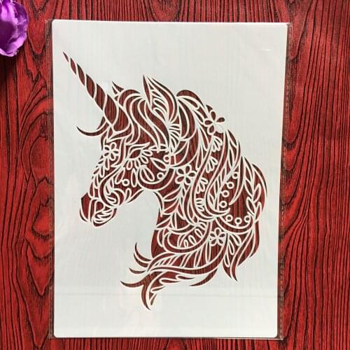 A4 29 * 21cm unicorn DIY Stencils Wall Painting Scrapbook Coloring Embossing Album Decorative Paper Card Template,wall