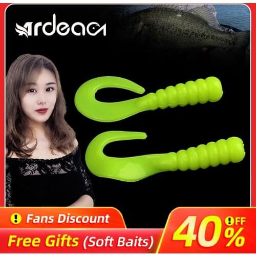 Ardea Soft Lures 10pcs 40mm 0.9g Silicone Bait jigging Curly Worm Grub Artificial Wobblers Finesse Jigging Lures Bass Trout Isca