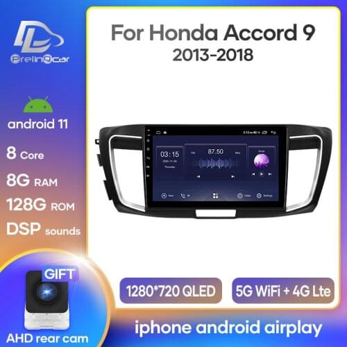 Prelingcar Android 10.0 For Honda Accord 9 2013-2018 Car Radio Multimedia Video Player GPS Navigation NO DVD 2 Din Octa-Core DSP