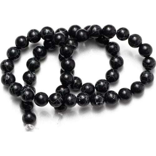 Wholesale Black Turquoises Stone Beads Natural Round Loose Beads for Jewelry Making 4 6 8 10 12mm DIY Bracelet Necklace Earrings