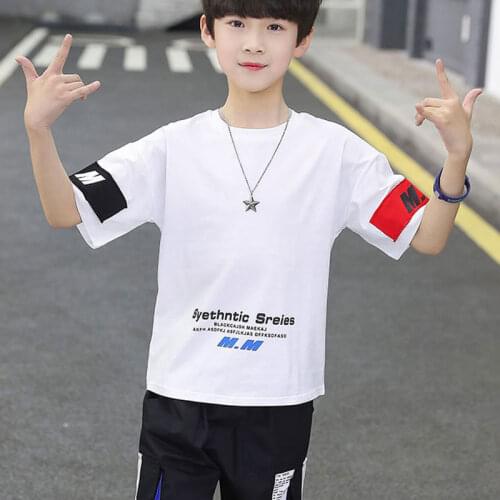 Kids boys summer suit T-shirt shorts new big virgin boy two-piece