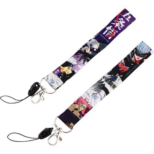 DZ2097 Anime Jujutsu Kaisen Lanyards Keychain Mobile Phone Straps Accessories Motorcycle Car Key Chain Hand Rope Key Ring Holder