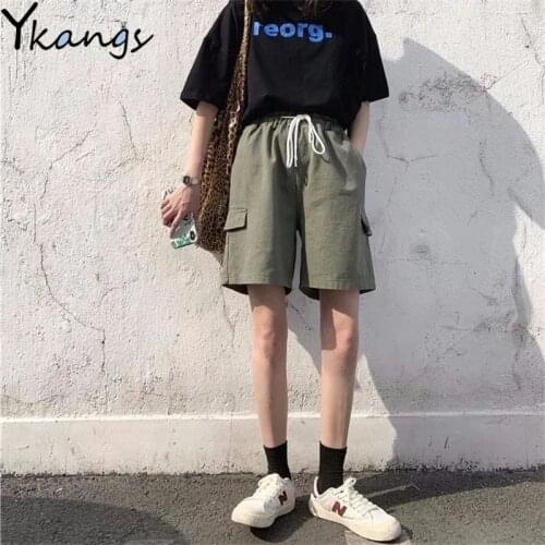 Joggers Women Summer Streetwear Harajuku Vintage Sports Shorts High Waist Korean Fashion Solid Biker Black Capri Shorts Female