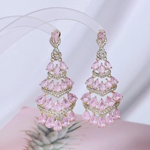 EYER Luxury High Quality Pendant Colorful Tassle Long Earrings For Women Original Femme Full Cubic Zirconia Dangle Drop Earrings