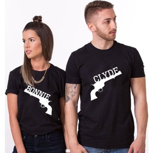 Bonnie and Clyde T-Shirts Couple Matching Tshirt Funny Wedding Top Tee Good Quality Unisex Casual Summer