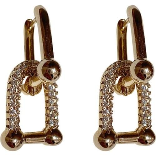 Geometric Square Diamond Simple Earrings Temperament Earrings Fashion Sweet And Personalized Earrings