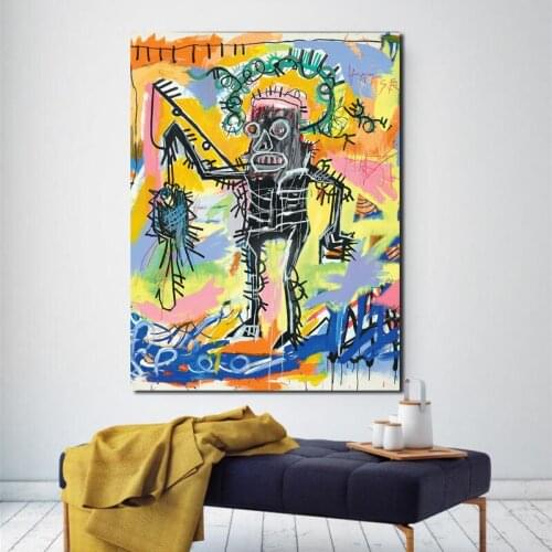 Graffiti Fshing Wallpaper By Jean Michel Canvas Painting Print Living Room Home Decoration Modern Wall Art Oil Painting Poster