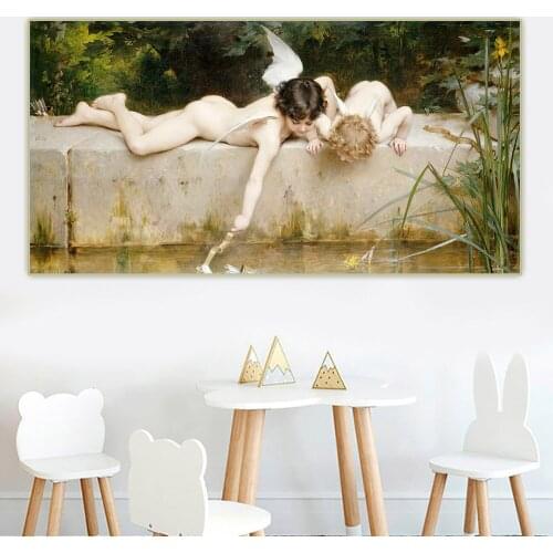 Citon Emile Munier《Angel rescue》Canvas Oil Painting Artwork Poster Picture Background Decor Home Childrens room Decoration