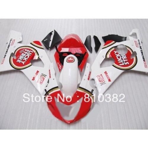LUCKY STRIKE Fairing kit for GSXR600 750 04 05 GSXR600 GSXR750 GSX-R600 750 K4 2004 2005 Red white Fairings set SW57