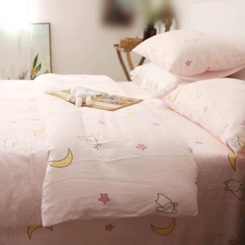 Anime pink Moon cute girl Printed Cartoon Bedding Set Duvet Cover Bed Sheet Pillowcase Girls Kids Pink Cute Bedroom Decor