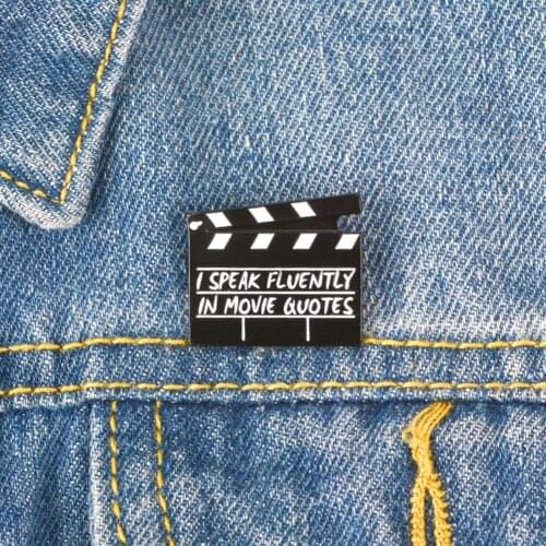 Creative Movie Clapboard Enamel Brooch Pin Unisex Denim Jacket Collar Badge hot