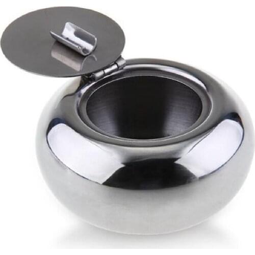 Creative Stainless Steel Drum Shape Lid Ashtray With Cover Car Living Room Office Ashtray Cigarette Cigar Smokeless Ashtray