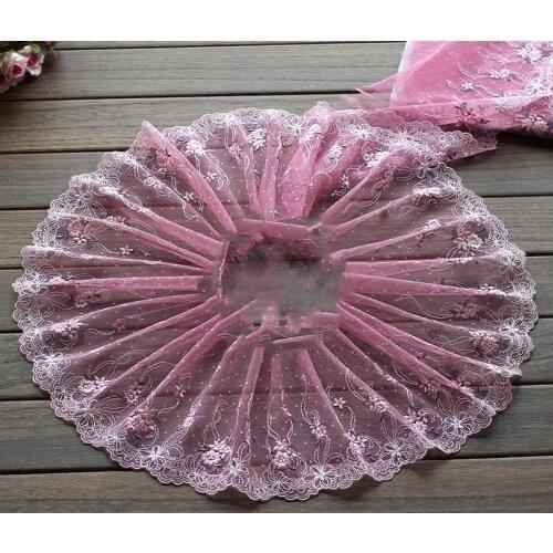 10Yards High Quality DIY Craft Mesh Net Embroidery Lace Trim Pink Fabric Ribbon for Bra Underwear 19cm Width