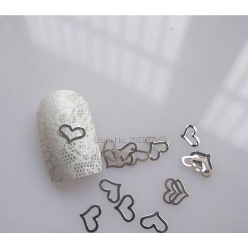 MS165-1 100pcs Silver Cute Heart Metal Sticker Nail Art Metal Sticker Nail Art Decoration Non-adhesive Sticker