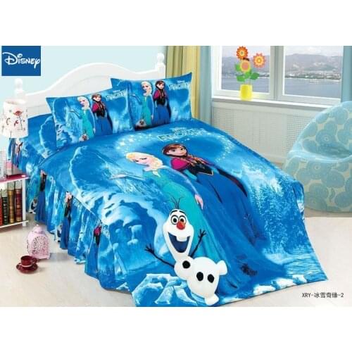 Frozen comforter bedding set for girls home decoration single size duvet covers twin bedspread flat sheet 3/4 pcs promotion blue