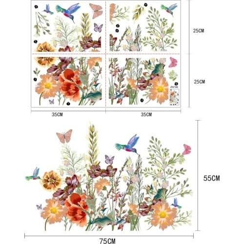 Bedroom Wall Sticker Decoration Decor 1 set Flower Grass Art Living Room