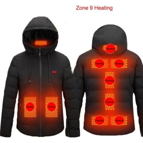 2021 New 2/4/9 Places Heated Jacket Men & Women Coat Intelligent USB Electric Heating Thermal Coat Winter Heated Vest Plus Size