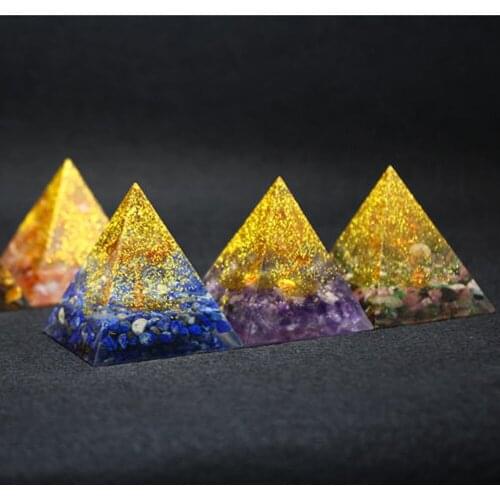 Orgone Energy Generator Pyramid Pendulum Orgonite Pyramid 5cm Symbolizes Lucky Natural Amethysts Lapis lazuli Crafts Jewelry