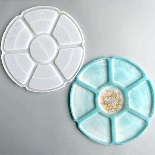 Coaster Tray Silicone Mold DIY Crystal Epoxy Resin Mould Color Palette Makeup Plate Jewelry Storage Handmade Crafts