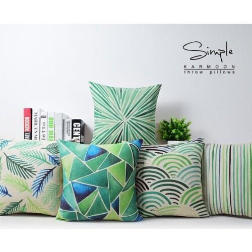 Geometry pillow cover, Green Geometry Watercolor American Literature cartoon throw pillow case pillowcase wholesale