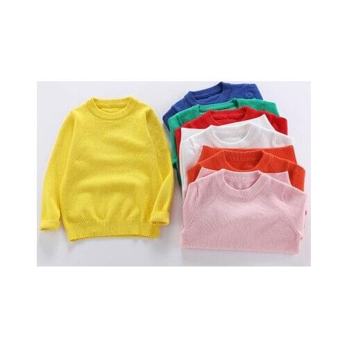 Toddler Boy Pullover Sweater Ribbed Knit Sweater Candy Color Basic Clothes Children Kids Girls Boy Winter Tops Clothes 2-11Y