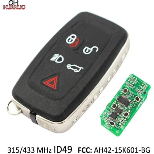 Smart Card Remote Key Fob 5 Button 315/433 Mhz for Range Rover SPORT, EVOQUE 2010-2012 AH42-15K601-BG with 49 Chip