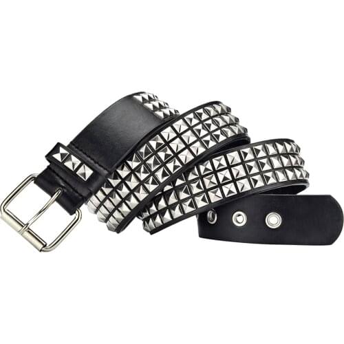 Richkeda Store New 2021 Womens Single Double Or Rivet Grommet Belt, Punk Waist Belt With Chain Detachable 2 Hole Belt