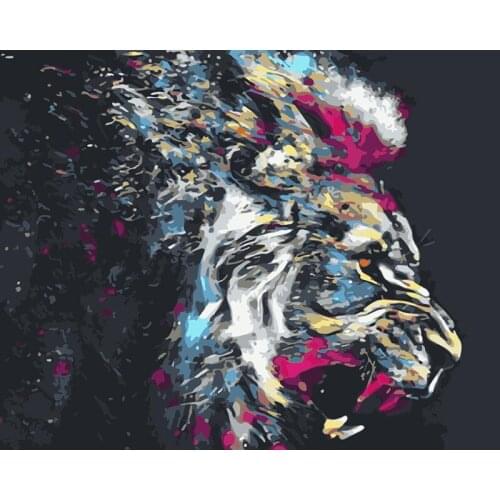ROYALDREAM Colorful Lion Abstract Painting Diy Digital Painting By Numbers Modern Wall Art Picture For Home Wall Artwork