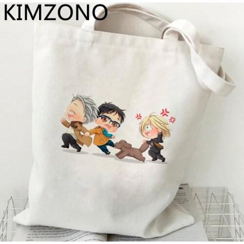 Yuri on Ice shopping bag handbag bolsa shopping canvas bag reciclaje bolsa compra bolsas reutilizables fabric sacolas