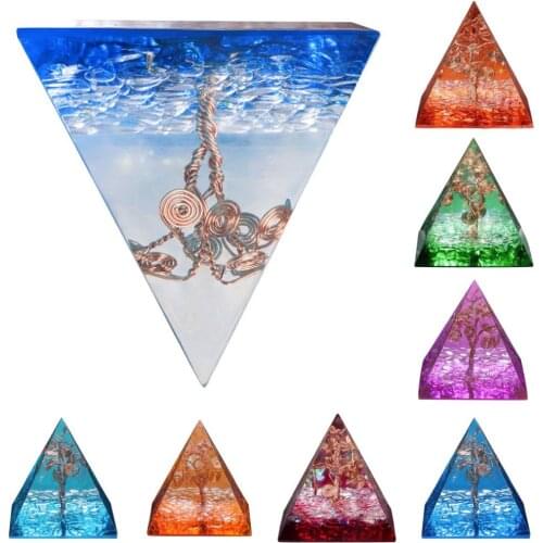 TUMBEELLUWA Rock Quartz Stone Orgone Pyramid Healing Crystal Point Energy Generator Figurine Decor Protection Metaphysical Reiki