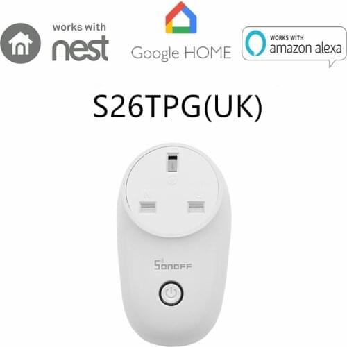 SONOFF S26 UK Plug Wifi Wireless APP Remote Control Timer Outlet Wall Smart Home Socket Power Switch Work With Alexa Google