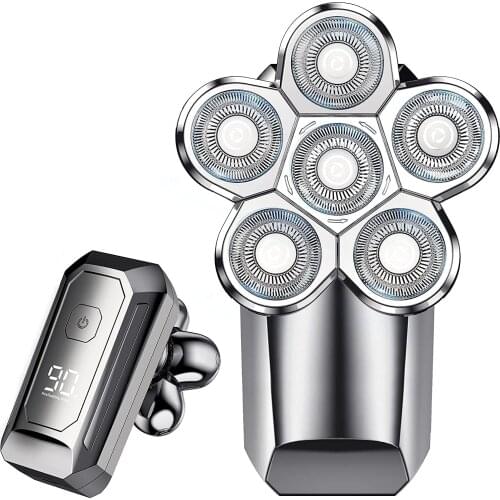 Waterproof Head Shaver Six-blade Razor for Bald Men with LED Display Versatile 6D Floating Design for Hair Beards Facial