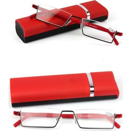 High-end business male and female reading glasses half frame stainless stell plus TR90 material to send glasses case