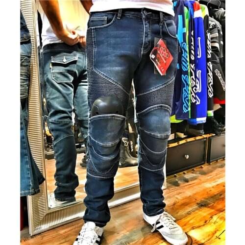 Winter thick plush jeans anti-slam knight motorcycle pants