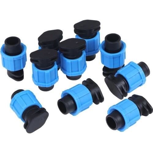 10PCS/Lot 16mm Drip Irrigation Tape End Plug Pipe Fitting Connectors w Thread Lock for Garden Watering System Greenyhouse