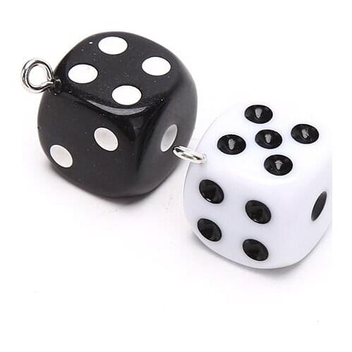 10pcs/pack 15mm Dice Resin Charms 3D Dice Pendants DIY Craft Fit For Bracelet Earring Key Chains Jewelry DIY Finding Handmade