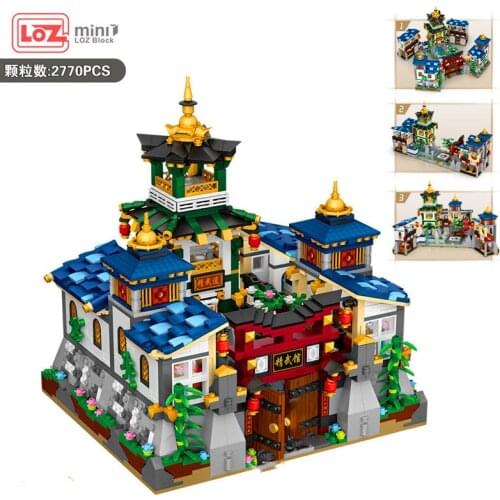 2770PCS LOZ MINI Blocks/Loques Chinese Tradition Culture/Kongfu JINGWU hall/Four kinds of deformation play Collection Value GIFT