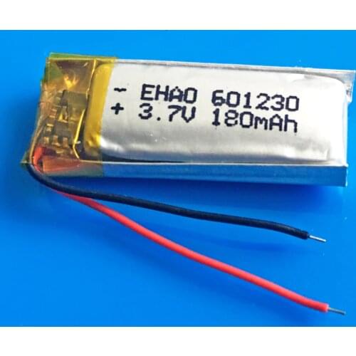 3.7V 180mAh 061230 lipo lithium polymer rechargeable battery for MP3 bluetooth speaker smart watch headset video pen 601230