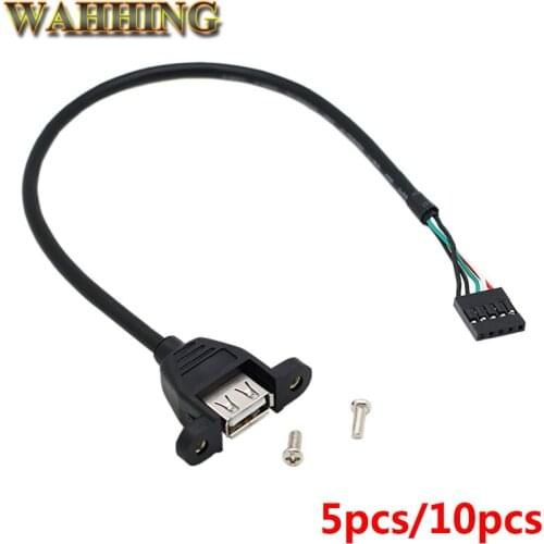 5/10pcs Computer Panel Mount USB Female to Dupont 5Pin Female Header Motherboard Adapter Cable With Screws 30cm HY431