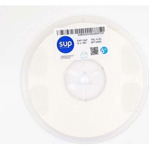 50PCS C0603C0G120J500NTDD Chip capacitor 0603 NPO 12pF 50V ±5% Thickness 0.8mm