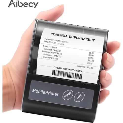 Aibecy Portable BT 80mm Thermal Receipt Printer Personal Mini Bill POS Mobile Printer with Rechargeable Battery Support ESC/POS
