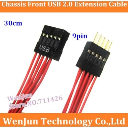 Free Shipping Chassis front USB 2.0 extension cable, Motherboard USB2.0 extension cord 9pin