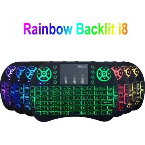 Original i8 Russian English Hebrew Version i8+ 2.4GHz Wireless Keyboard Air Mouse Touchpad Handheld for Android TV BOX Mini PC