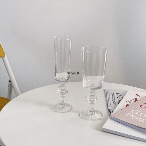 French Retro Niche Goblet Wine Glass Ins Style Nordic Dessert Cup Embossed Goblet Red Wine Foreign Wine Glass